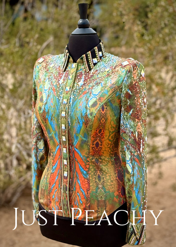 Colorful western horse show shirt by Stella Show Clothing