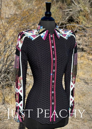 DarDar8 Designs western day shirt in black, pink and white