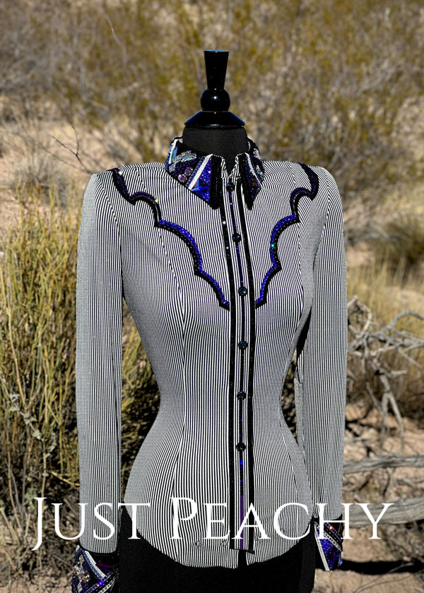 Western horsemanship day shirt by DarDar8 Designs in black, silver and purple