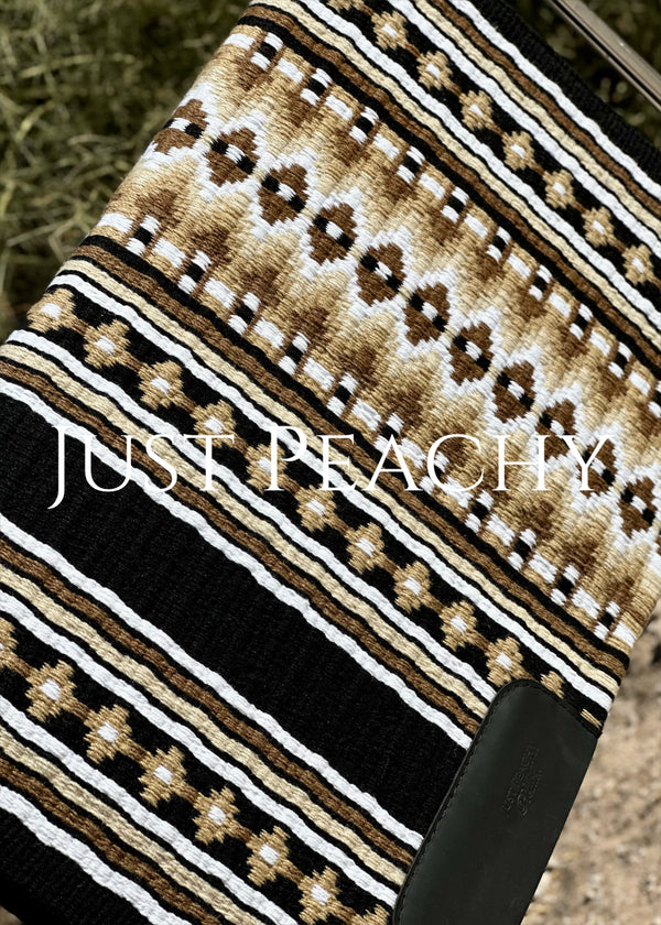 Black taupe and white oversized western saddle blanket - Just Peachy Show Clothing