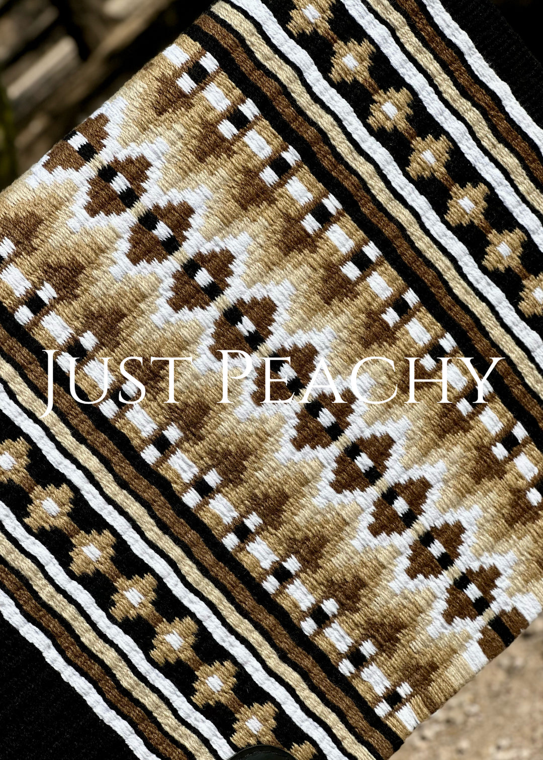 Black taupe and white oversized western saddle blanket - Just Peachy Show Clothing