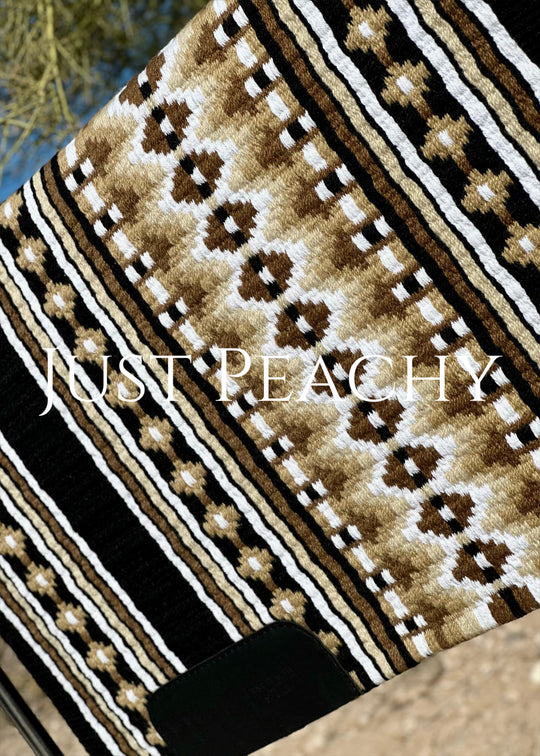 Black taupe and white oversized western saddle blanket - Just Peachy Show Clothing