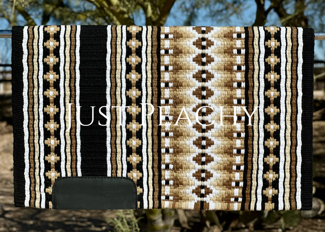 Black taupe and white oversized western saddle blanket - Just Peachy Show Clothing