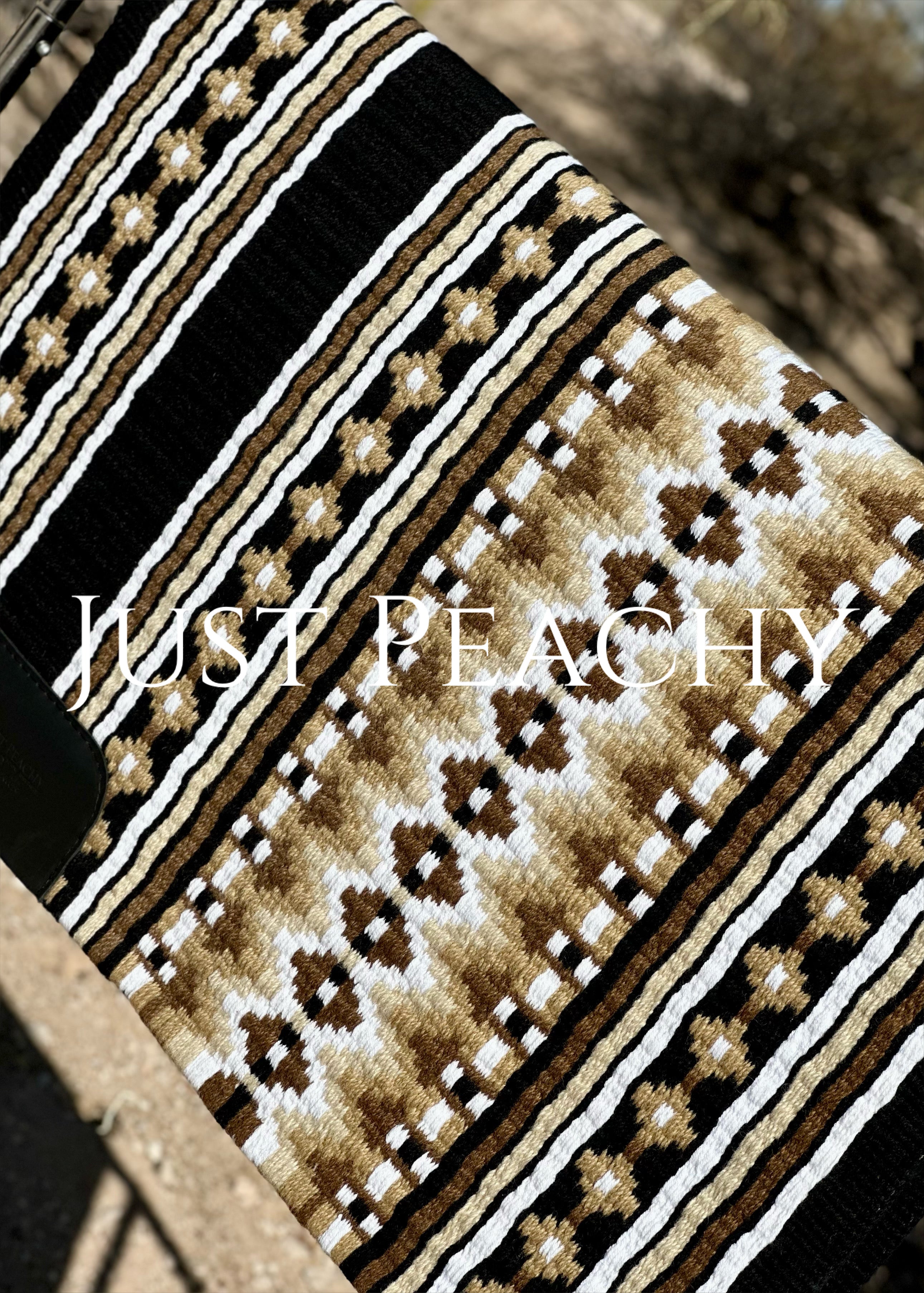 Black taupe and white oversized western saddle blanket - Just Peachy Show Clothing