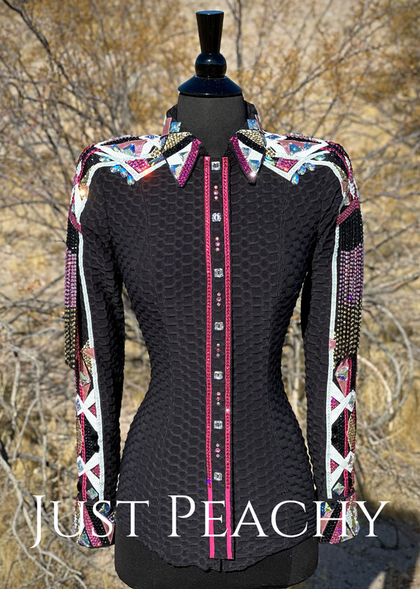 DarDar8 Designs western day shirt in black, pink and white