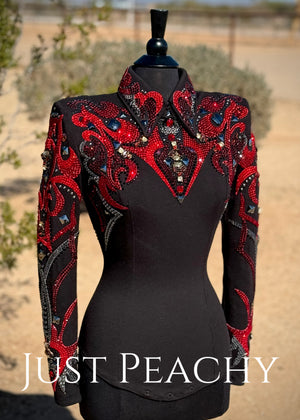 hip shirt with embellished design in red