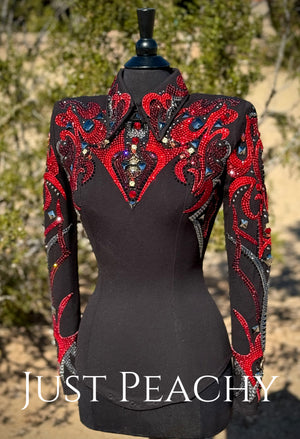hip shirt with embellished design in red