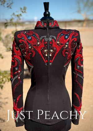 hip shirt with embellished design in red