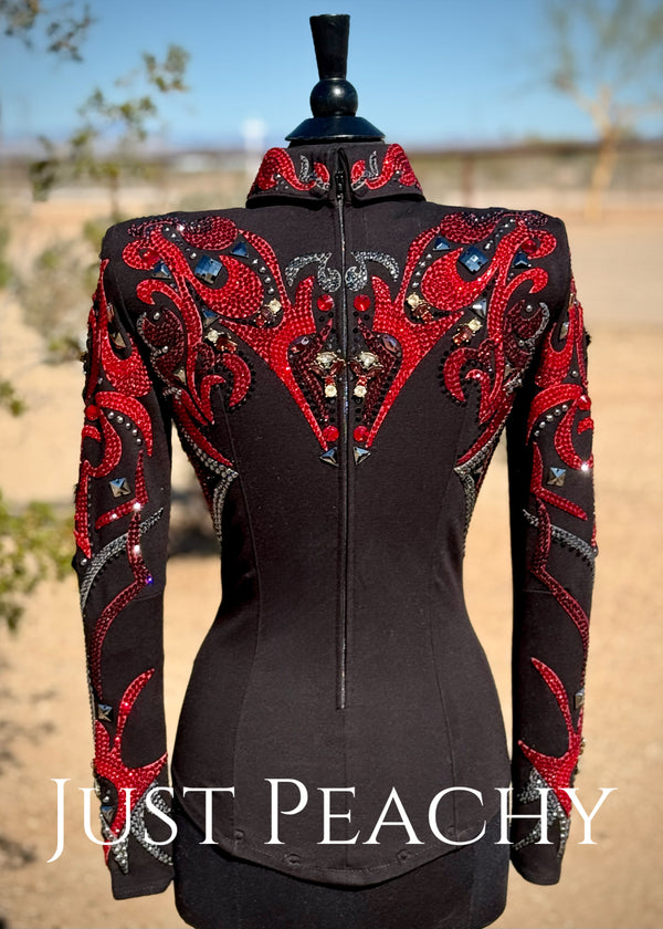 hip shirt with embellished design in red