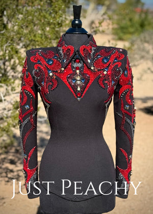 hip shirt with embellished design in red