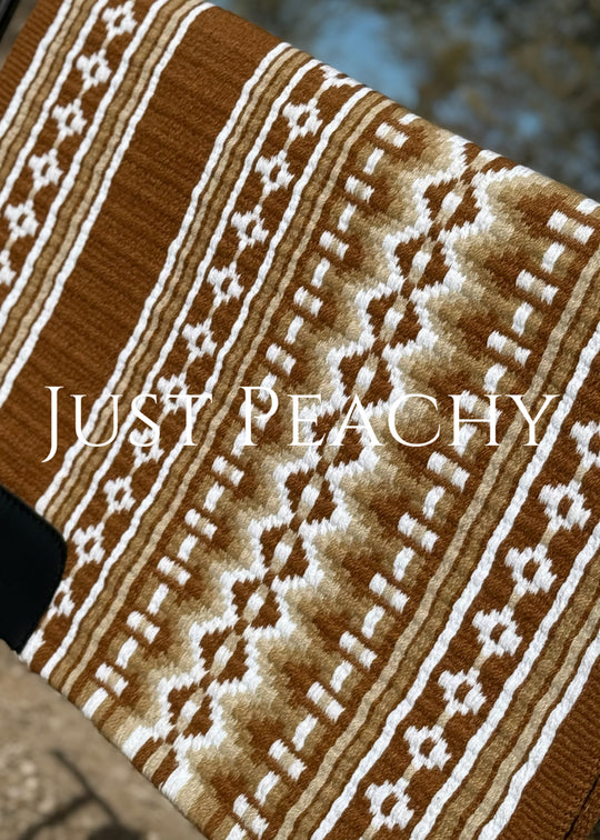 Just Peachy Show Blanket in golden tans and white