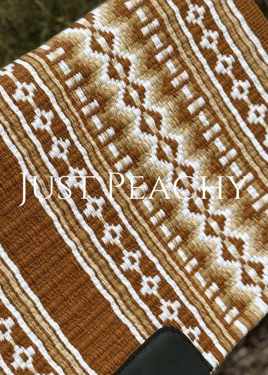 Just Peachy Show Blanket in golden tans and white