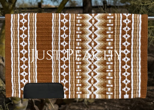 Just Peachy Show Blanket in golden tans and white