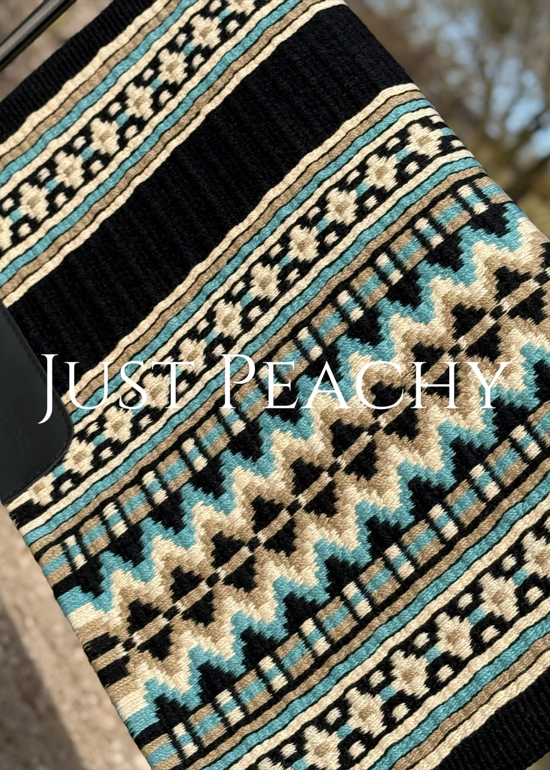 Just Peachy oversized western show blanket in tans and turquoise