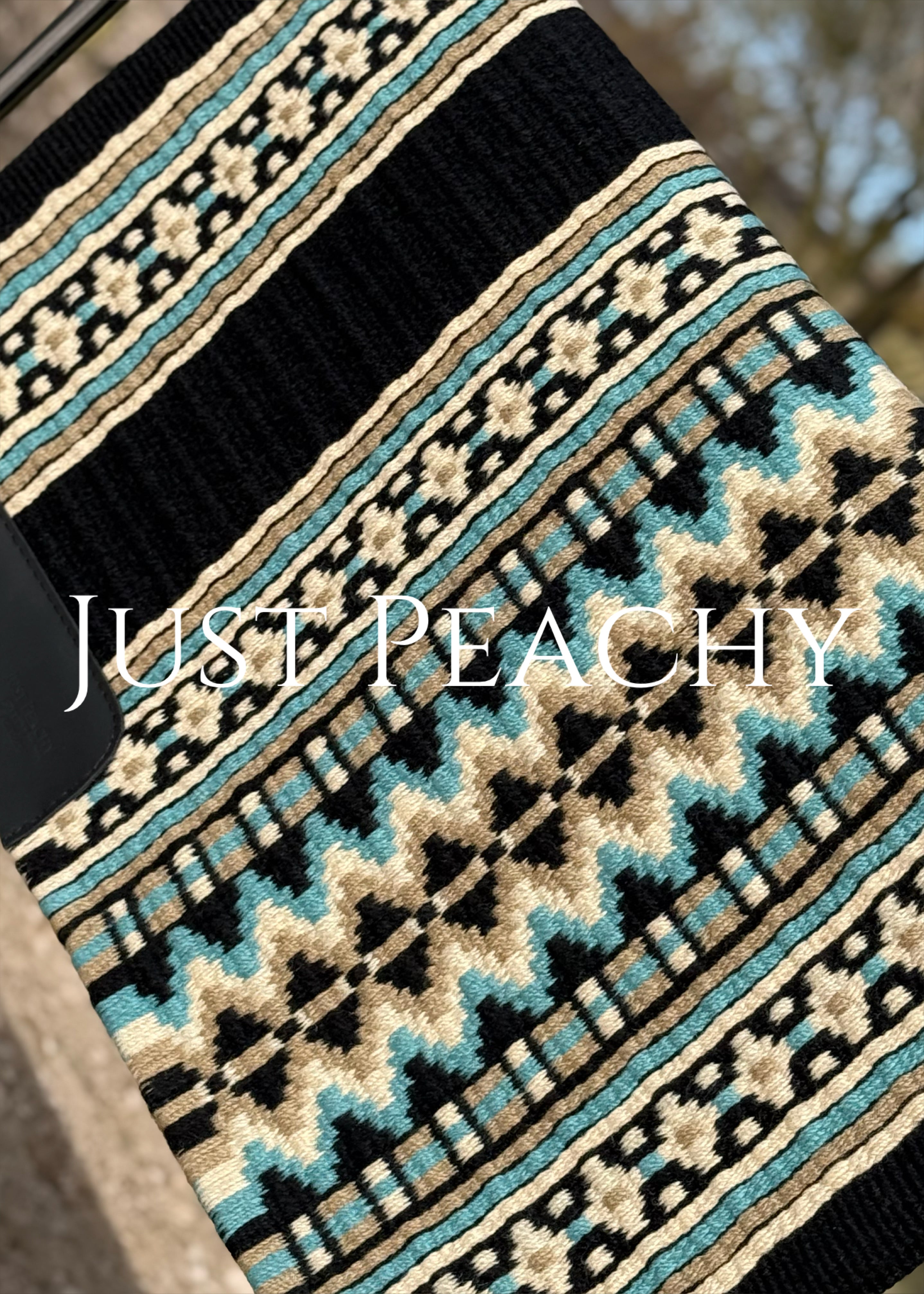 Just Peachy oversized western show blanket in tans and turquoise