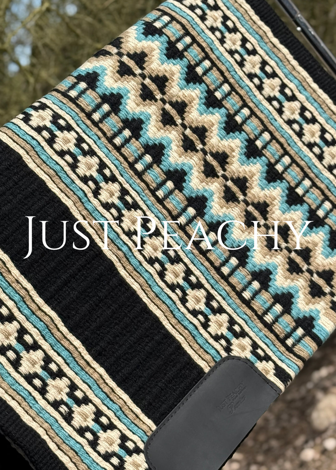 Just Peachy oversized western show blanket in tans and turquoise