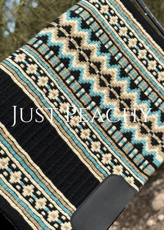 Just Peachy oversized western show blanket in tans and turquoise