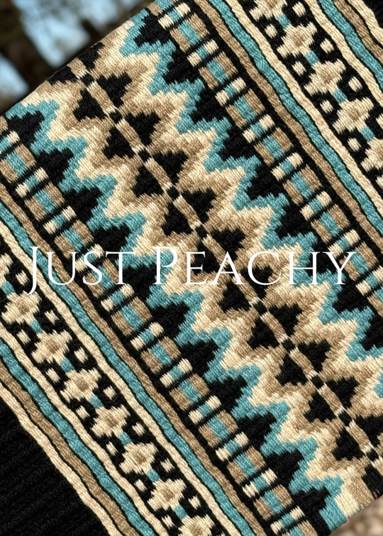 Just Peachy oversized western show blanket in tans and turquoise