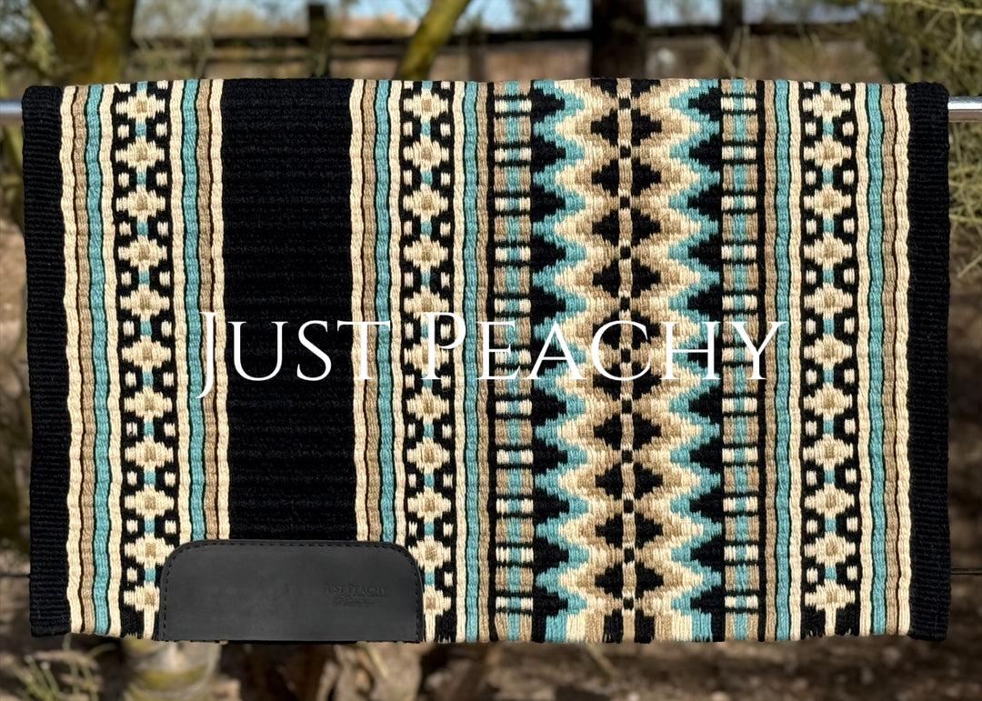 Just Peachy oversized western show blanket in tans and turquoise