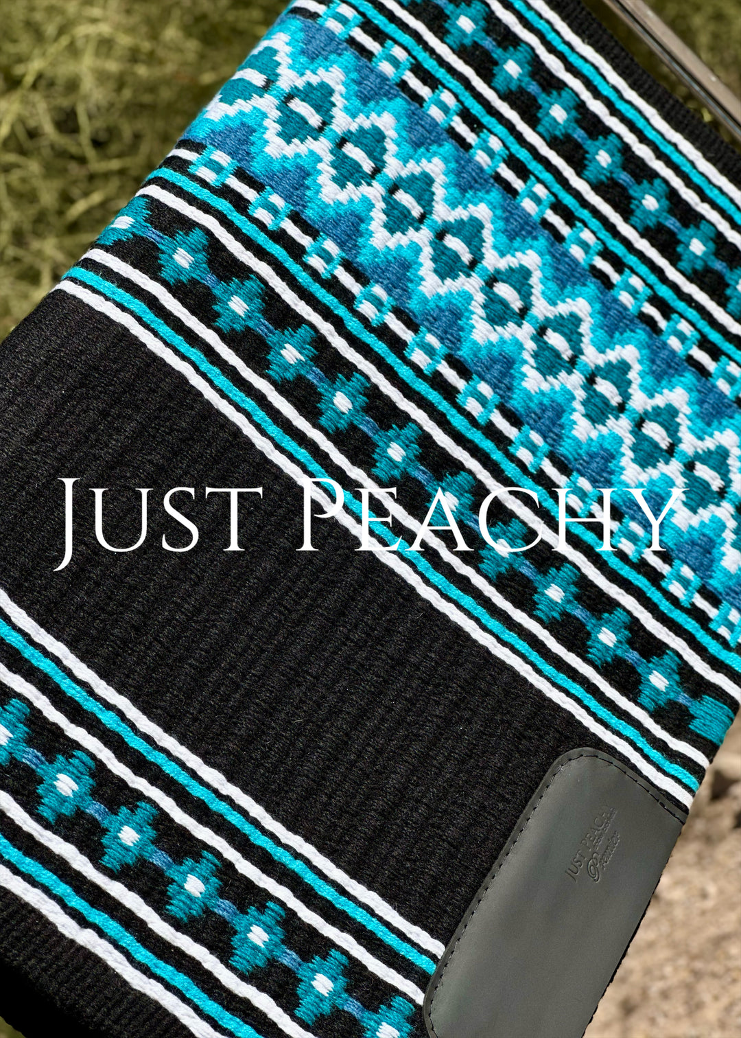 Oversized western show pad in black teal turquoise and white Just Peachy Show Clothing