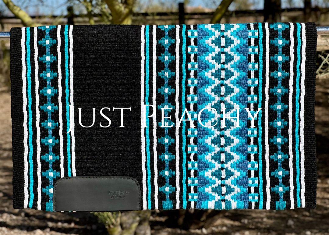 Oversized western show pad in black teal turquoise and white Just Peachy Show Clothing