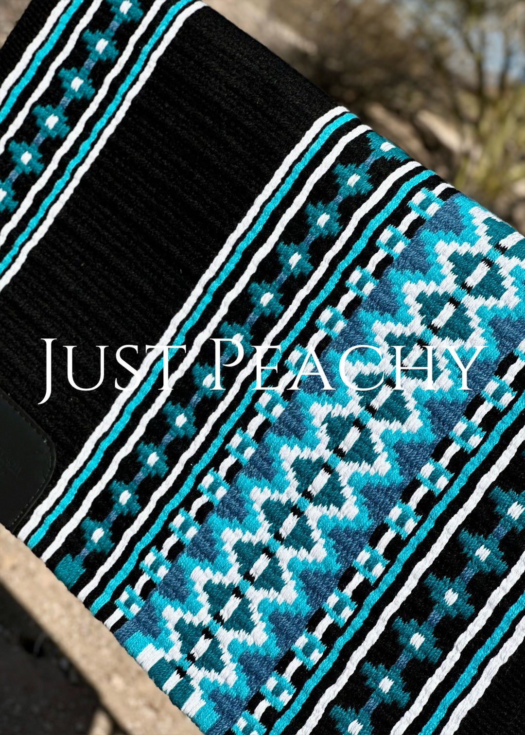 Oversized western show pad in black teal turquoise and white Just Peachy Show Clothing
