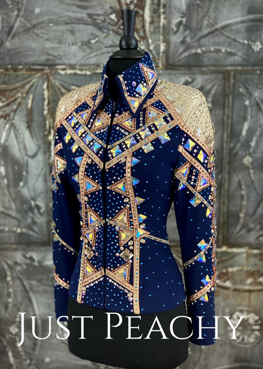 Rose Gold, Champagne and Navy Blue Showmanship Outfit by Brittz Glitz ~ Just Peachy Show Clothing