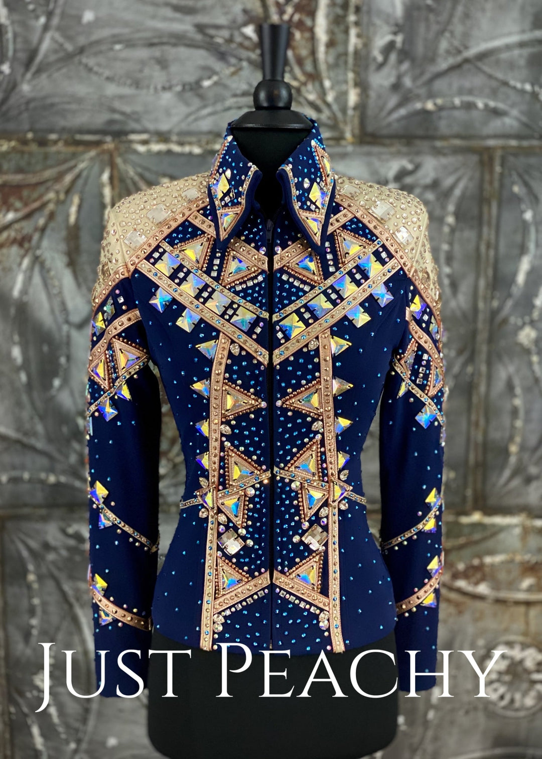 Rose Gold, Champagne and Navy Blue Showmanship Outfit by Brittz Glitz ~ Just Peachy Show Clothing