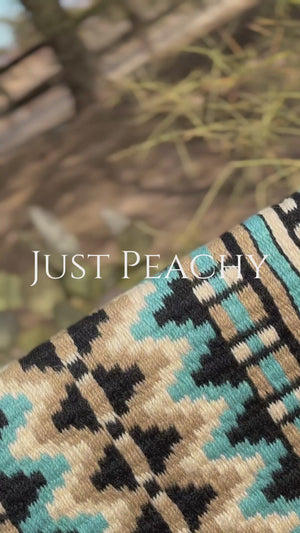 Just Peachy oversized western show blanket in tans and turquoise