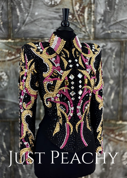 Fuchsia, Gold, White and Black Jacket By Lindsey James ~ Just Peachy Show Clothing