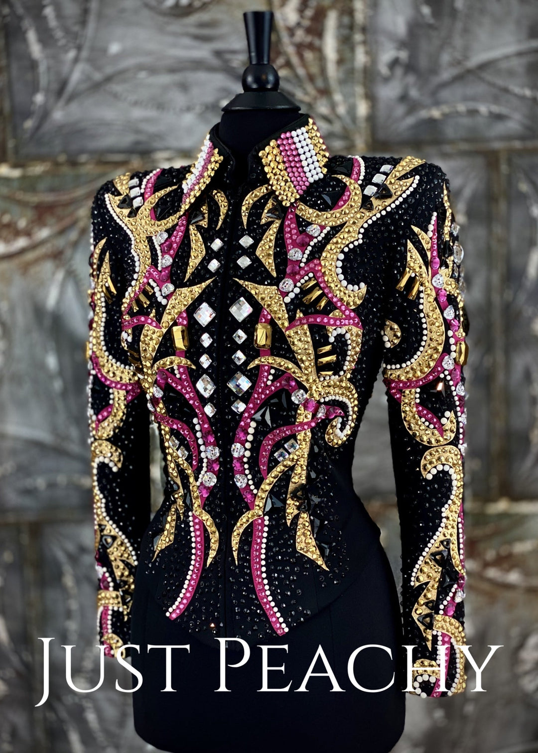 Fuchsia, Gold, White and Black Jacket By Lindsey James ~ Just Peachy Show Clothing