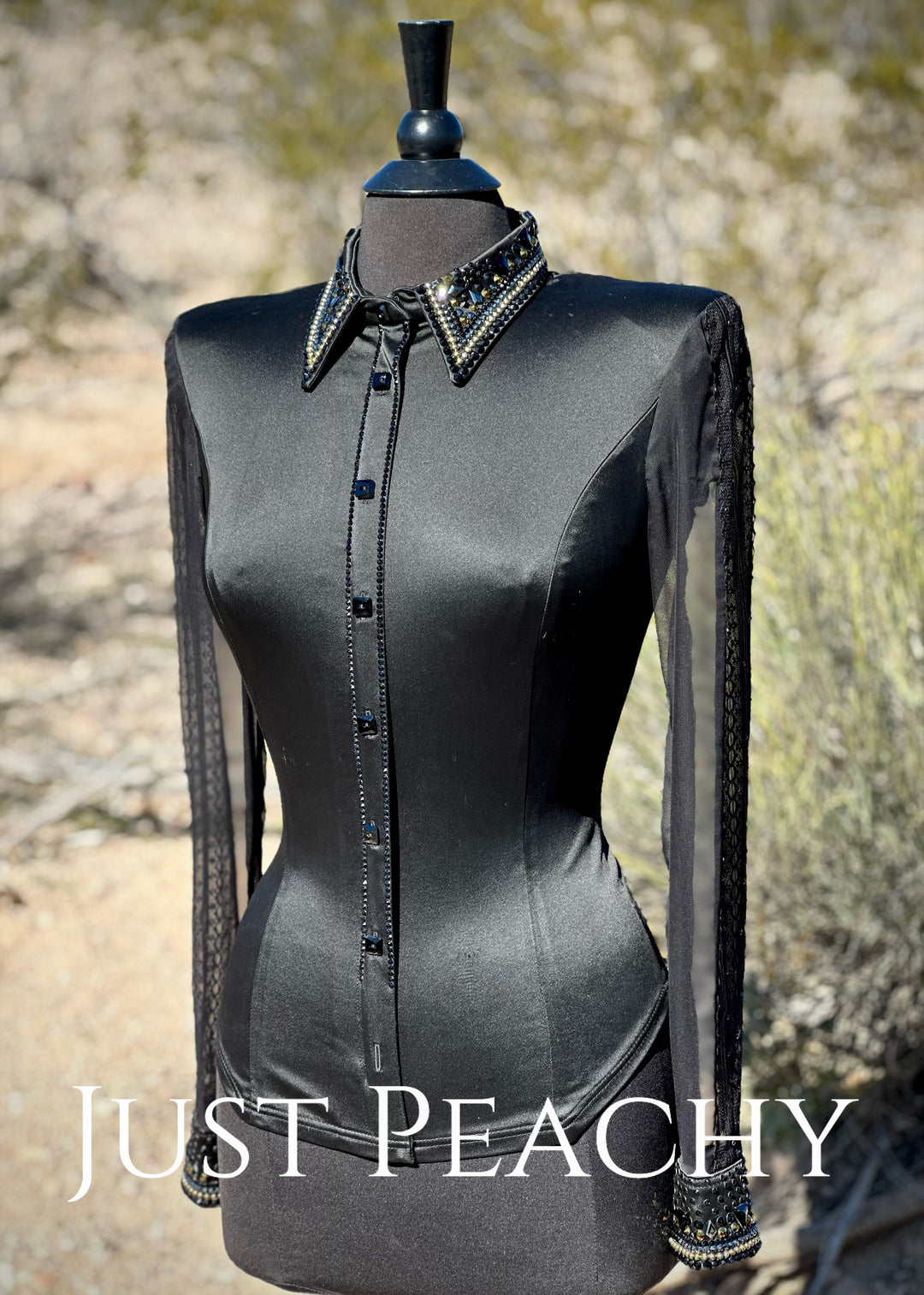 The La Merletto Day Shirt in Black with Sheer Sleeves by Sonder Avenue {X-Small}