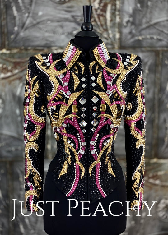Fuchsia, Gold, White and Black Jacket By Lindsey James ~ Just Peachy Show Clothing