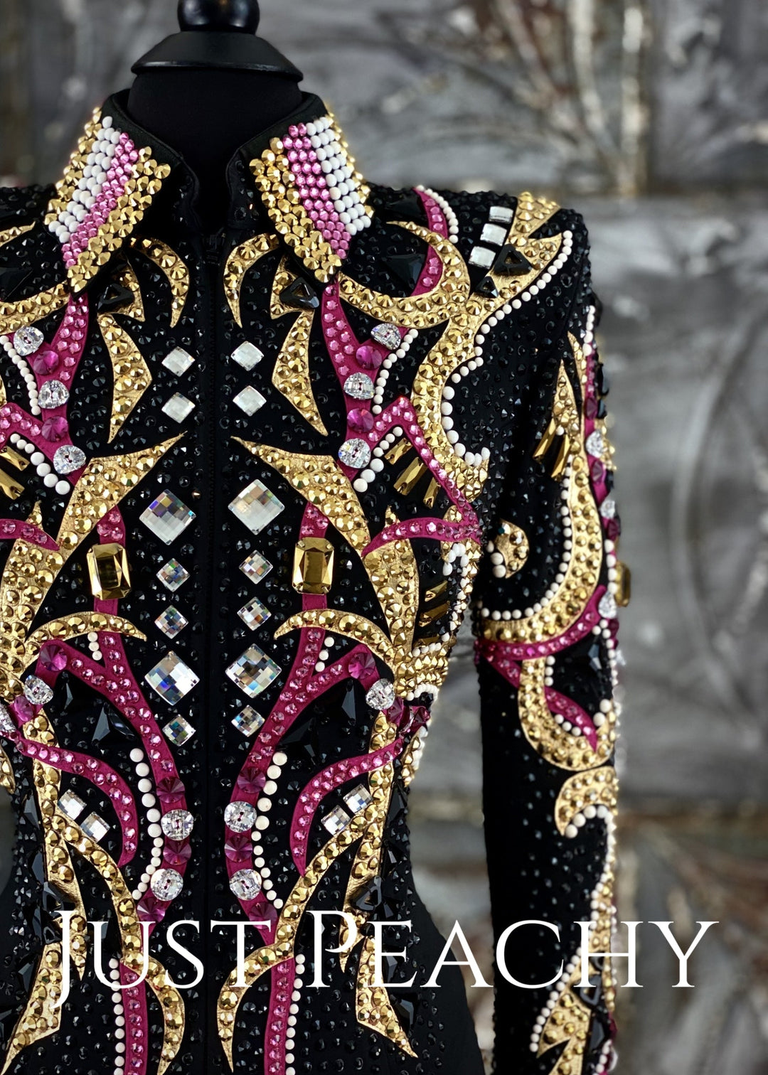 Fuchsia, Gold, White and Black Jacket By Lindsey James ~ Just Peachy Show Clothing