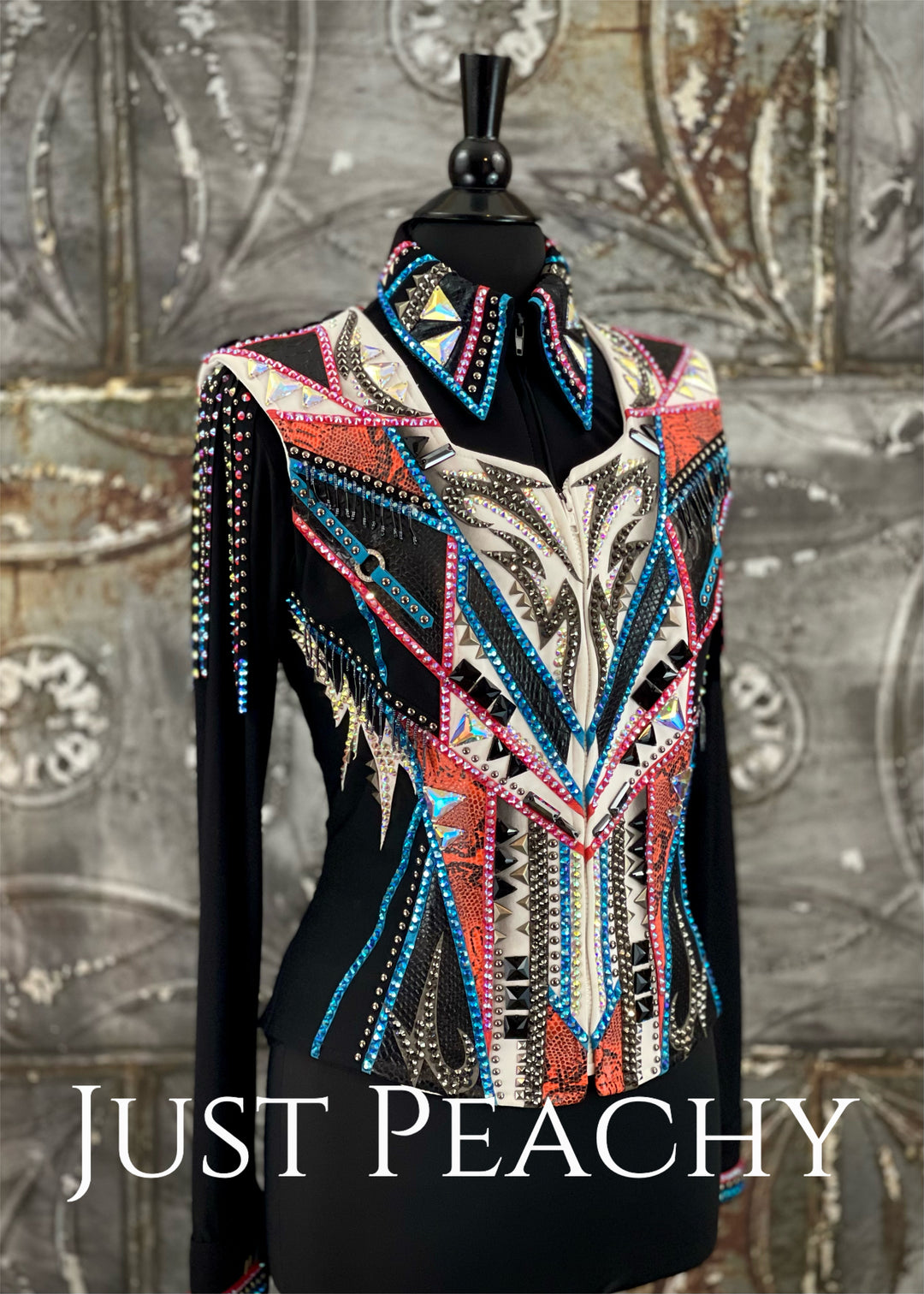 Coral, Turquoise, White and Black Vest by Silver Lining ~ Ladies Medium