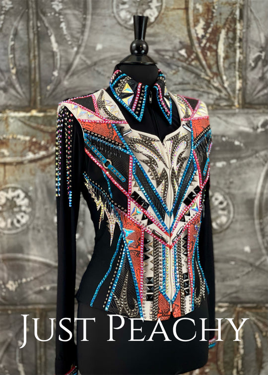 Coral, Turquoise, White and Black Vest by Silver Lining ~ Ladies Medium