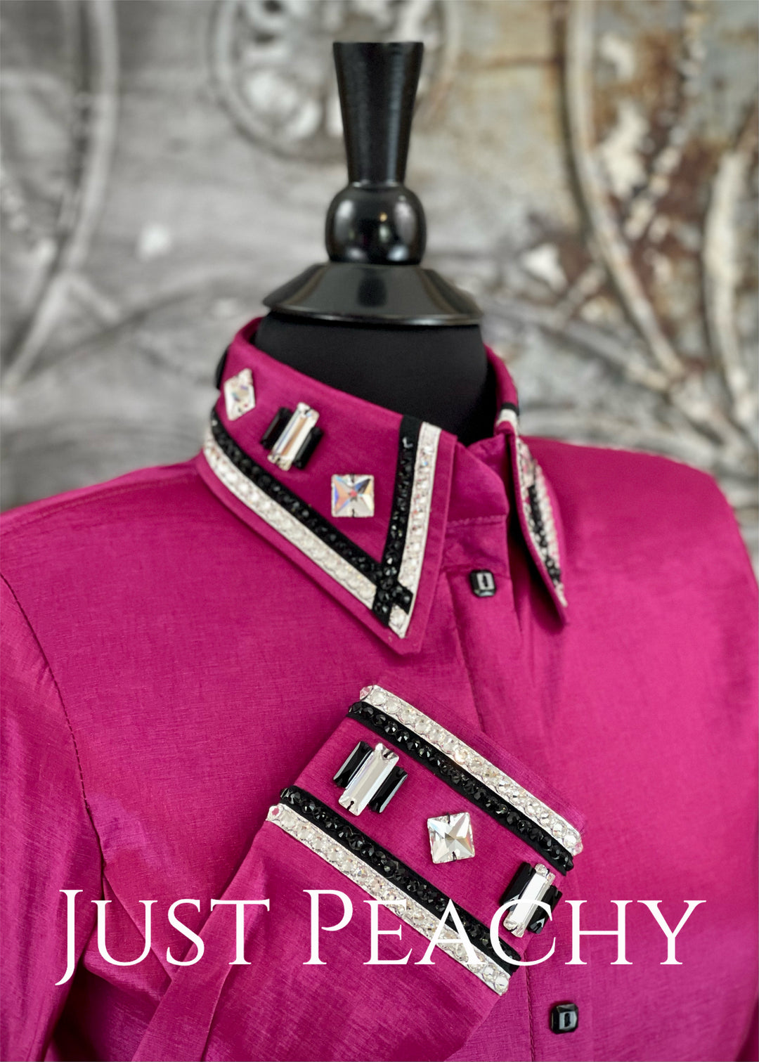 The Cosmopolitan Dress Shirt in Raspberry with Silver and Black ~ Ladies Medium