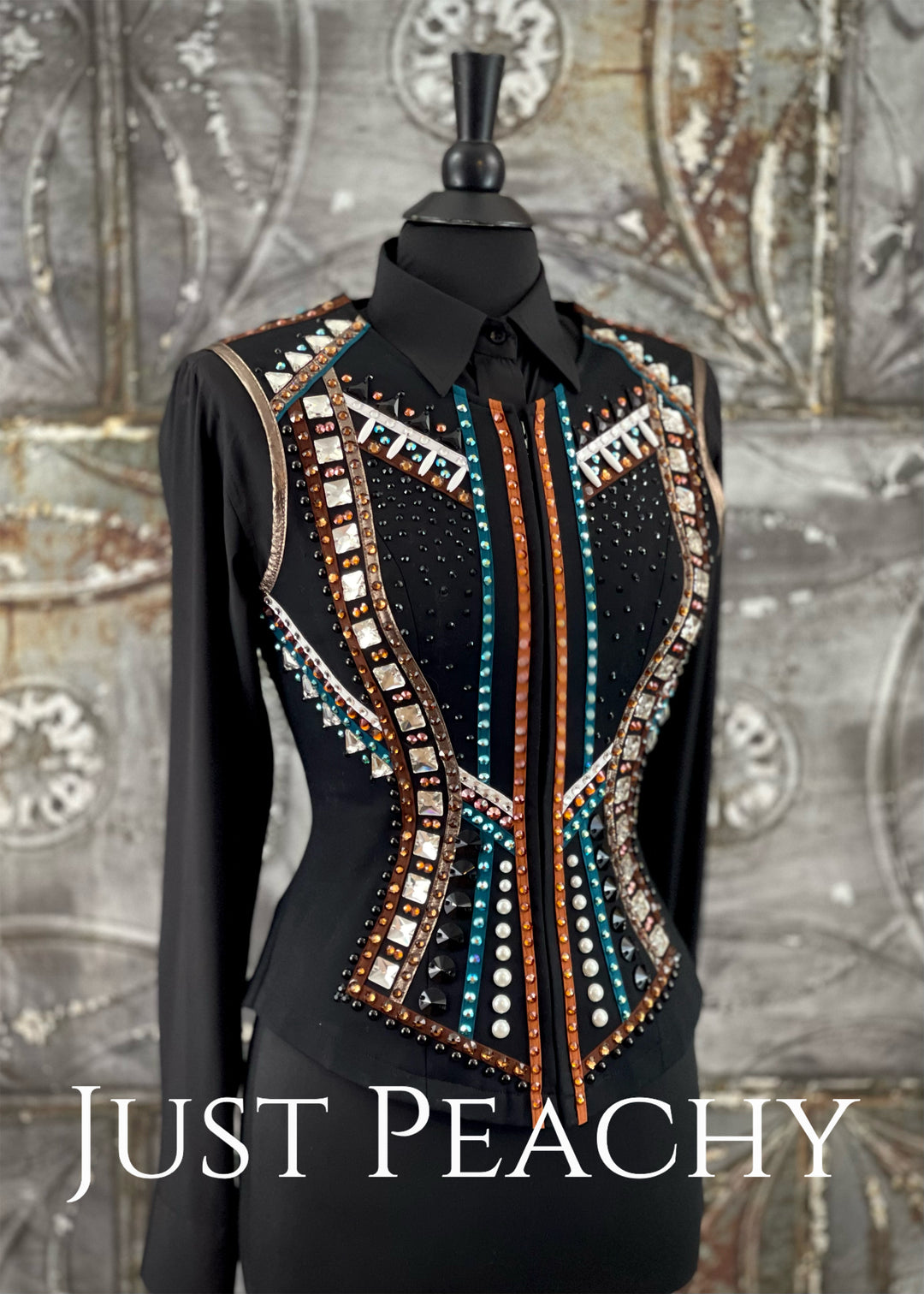 Copper, Teal and Black Vest by Dry Creek Designs ~ Ladies XS/Small